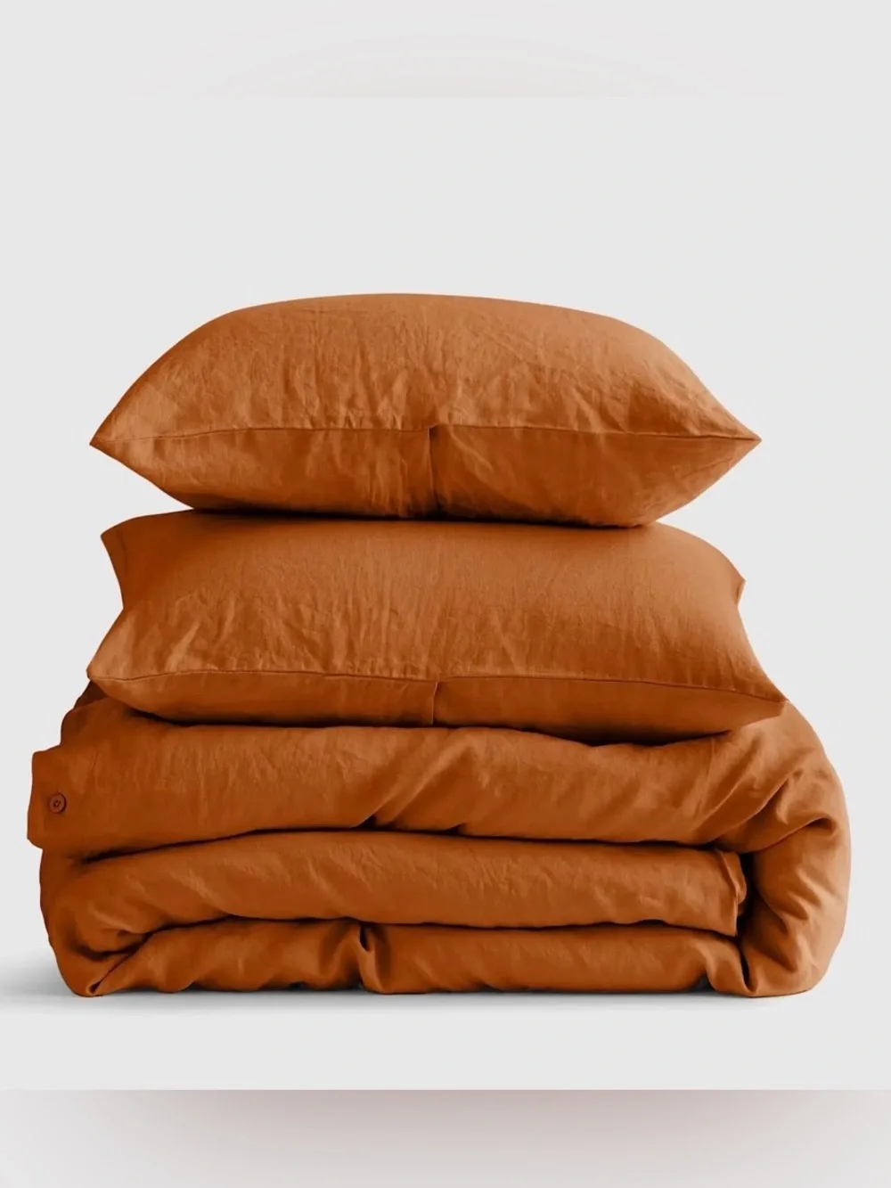 Quince European Linen 3 Piece Duvet Cover Set, King/Cal King (Terracotta)